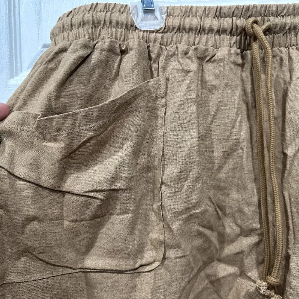 Khaki Two-Piece Shorts & Button-Up Set - Picture 5 of 8
